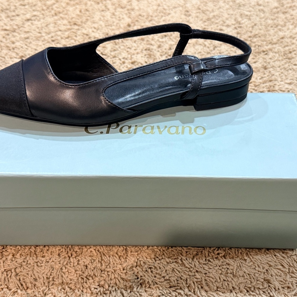 C. Paravano Women's Black Slingback Flats